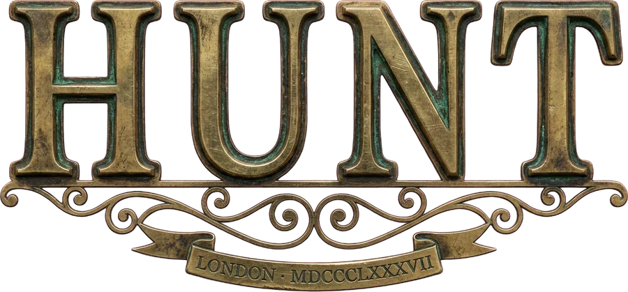 Hunt cast-brass wordmark